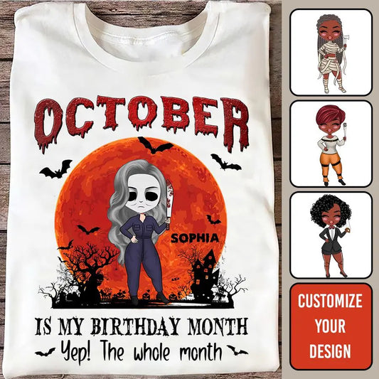 Personalized Halloween, Custom Halloween Shirts, Personalized Halloween Gifts, Halloween Shirt, Halloween Shirts For Women, October Birthday Shirts For Woman