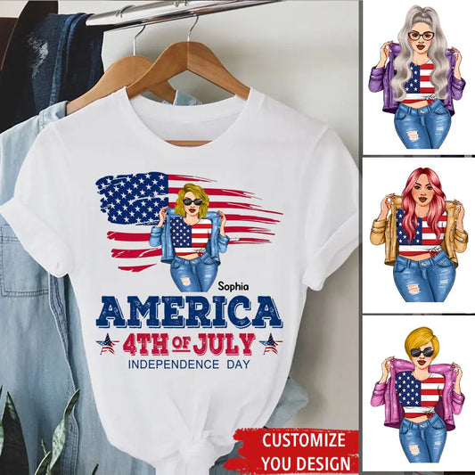 July Birthday Shirt, Custom Birthday Shirt, Queens Born In July, July Birthday Shirts For Woman, July Birthday Gifts, USA 4th Of July T-Shirt, Happy Independence Day T-Shirt