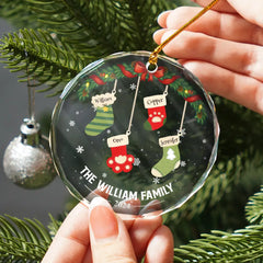 Family Stockings - Personalized Circle Glass Ornament