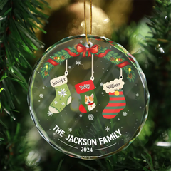 Family Stockings - Personalized Circle Glass Ornament