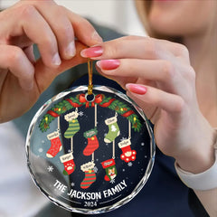 Family Stockings - Personalized Circle Glass Ornament