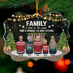 Family Where Love Never Ends - Family Personalized Custom Ornament - Acrylic Benelux Shaped - Christmas Gift For Family Members