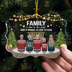 Family Where Love Never Ends - Family Personalized Custom Ornament - Acrylic Benelux Shaped - Christmas Gift For Family Members