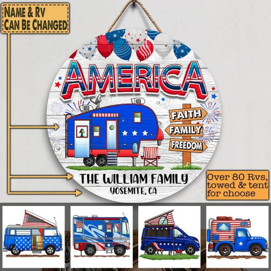 Happy Jule 4th - America - Wooden Door Sign