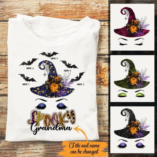 Personalized Hat Grandma NaNa Spooky Halloween t shirt, Bat witch hallween shirt, Family halloween shirt, tees for women