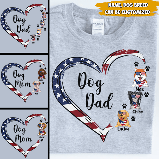 Dog Mom, Dog Dad - Personalized T-shirt, 4th Of July, Gift For Dog Lover, Custom Shirt For Dog Lovers