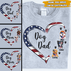 Dog Mom, Dog Dad - Personalized T-shirt, 4th Of July, Gift For Dog Lover, Custom Shirt For Dog Lovers