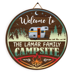 Welcome To Campsite - Personalized Wood Sign, Gift For Camping Lover