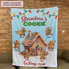 Grandma's Cookie Tasting Crew - Personalized Custom Blanket - Christmas Gift For Family Members