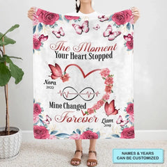 Personalized Blanket - Gift For Family Member - The Moment Your Heart Stopped, Mine Changed Forever