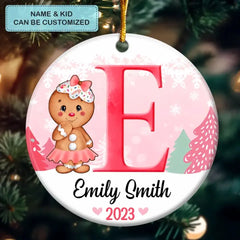 Son Daughter Kid Name Letter Christmas - Personalized Custom Ceramic Ornament - Christmas Gift For Kids, Family Members