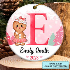 Son Daughter Kid Name Letter Christmas - Personalized Custom Ceramic Ornament - Christmas Gift For Kids, Family Members