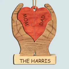 Family Heart - Personalized Custom Wood Ornament - Christmas Gift For Family, Family Members