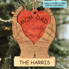 Family Heart - Personalized Custom Wood Ornament - Christmas Gift For Family, Family Members