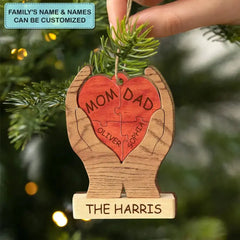 Family Heart - Personalized Custom Wood Ornament - Christmas Gift For Family, Family Members