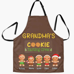 Grandma's Cookie Tasting Crew - Personalized Custom Apron - Christmas, Mother's Day Gift For Grandma, Mom, Family Members