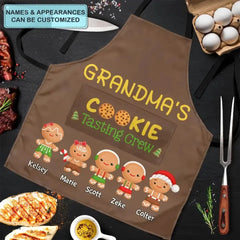 Grandma's Cookie Tasting Crew - Personalized Custom Apron - Christmas, Mother's Day Gift For Grandma, Mom, Family Members