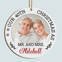 Happy Anniversary Christmas - Personalized Custom Wood Ornament - Anniversary, Christmas Gift For Couple, Wife, Husband, Family Members