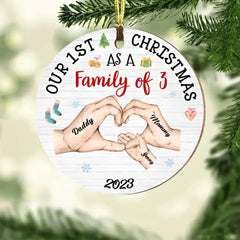 BABY'S FIRST CHRISTMAS AS A FAMILY CIRCLE ORNAMENT