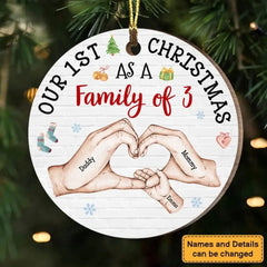 BABY'S FIRST CHRISTMAS AS A FAMILY CIRCLE ORNAMENT