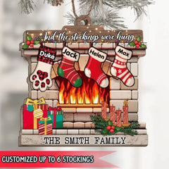 AND THE STOCKINGS WERE HUNGS WOODEN CHRISTMAS ORNAMENT, PERSONALIZED CHRISTMAS SHAPED ORNAMENT