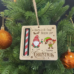 HERE'S A FEW BUCKS FOR CHRISTMAS - PERSONALIZED WOODEN ORNAMENT, GIFT FOR CHRISTMAS