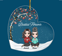 Besties Forever - Personalized Custom Mica Ornament - Christmas Gift For Besties, Friends, Family