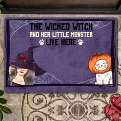 THE WICKED WITCH AND HER LITTLE MONSTERS LIVE HERE - PERSONALIZED DOORMAT