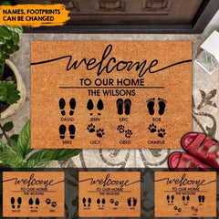 WELCOME TO OUR HOME - PERSONALIZED DOOR MAT CUSTOM NUMBER OF FAMILY MEMBER