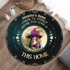 CUSTOM PERSONALIZED WITCH ROUND RUG-GIFT IDEA FOR HALLOWEEN/ WICCA DECOR/PAGAN DECOR -ONLY GOOD MAY ENTER HERE