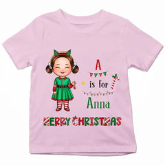 Kid Christmas Tree - Personalized Custom Youth T-Shirt - Christmas Gift For Kid, Family Members