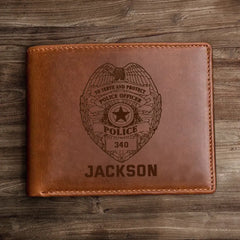 Personalized Law Enforcement Officer Custom Name Laser Leather Wallet