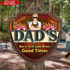 Dad’s Bar & Grill Cold Brews Good Times - Personalized Wooden Sign - DS732