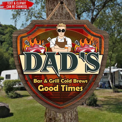 Dad’s Bar & Grill Cold Brews Good Times - Personalized Wooden Sign - DS732