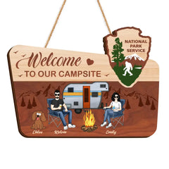 Welcome To Our Campsite - Personalized Wooden Sign, Gift For Camping Lovers - DS729