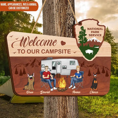 Welcome To Our Campsite - Personalized Wooden Sign, Gift For Camping Lovers - DS729