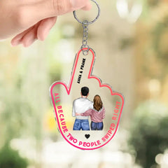 Custom Personalized Couple Acrylic Keychain - Gift Idea For Couple/ Valentines - All Because Two People Swiped Right