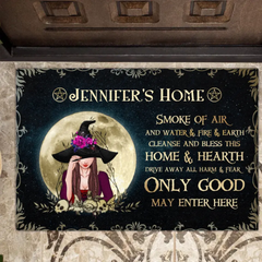 Custom Personalized Witch Doormat - Gift Idea For Halloween/Wiccan Decor/Pagan Decor - Jennifer's Home Check Ya Energy Before You Come In This Home