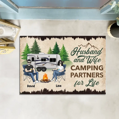 Husband and Wife, Camping Partners For Life -  Personalized Doormat, Gift For Camping Lovers