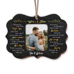 Personalized Couple Ornament - Christmas Decoration - Personalized Love Wooden Ornament - We're A Team Wooden Ornament