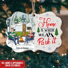 Home Is Where We Park  it - Gift For Camping Lovers - Personalized Custom Wooden Ornament