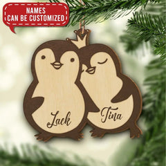 Penguins In Love Penguin Ornament Personalized Wood Ornament Couples Ornament Xmas Gift For Couple