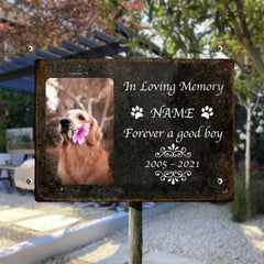 In Loving Memory, Pet Memorial, Custom Photo, Personalized Pet Name & Year Metal Yard Sign, Pet Loss Keepsake