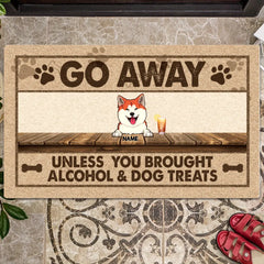 Go Away Unless You Brought Alcohol & Dog Treats, Personalized Dog Doormat