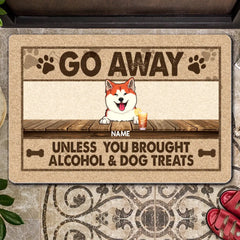 Go Away Unless You Brought Alcohol & Dog Treats, Personalized Dog Doormat