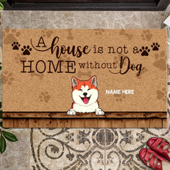 A House Is Not A Home Without Dogs, Pawprints Doormat, Personalized Dog Breeds Doormat