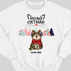 Meowy Catmas, Christmas Tree, Personalized Christmas Cat Breeds Sweatshirt, Sweatshirt For Cat Lovers