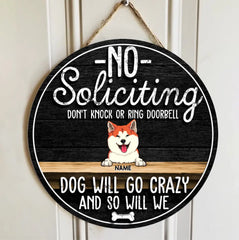 No Soliciting Don't Knock Or Ring Doorbell, Wooden Door Hanger, Personalized Dog Breeds Door Sign, Gifts For Dog Lovers