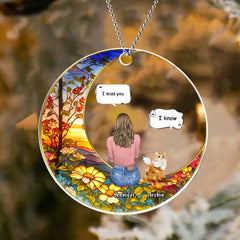 Custom Personalized Memorial Pet Suncatcher Circle Acrylic Ornament - Memorial Gift Idea For Dog/Cat/Rabbit Owners - I Miss You