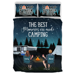 Personalized Camping Quilt Bed Sets - Gift Idea For Couple, Camping Lovers, Family - Upto 5 Kids, 4 Pets - The Best Memories Are Made Camping